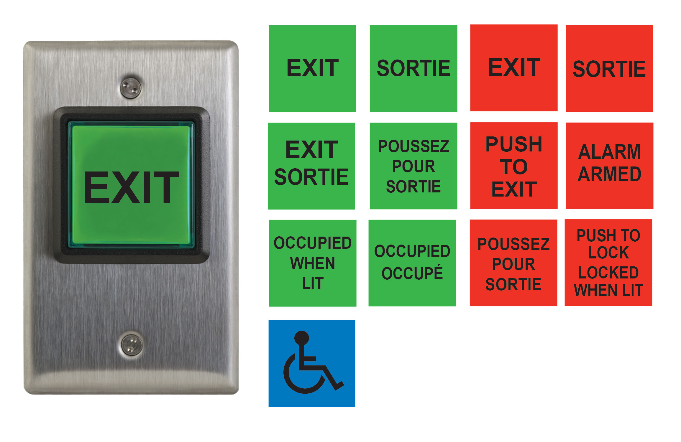 CM-7436K: Serie CM-74/75 y CM-84/85:Interruptores de placa de empuje de columna™ - Touchless